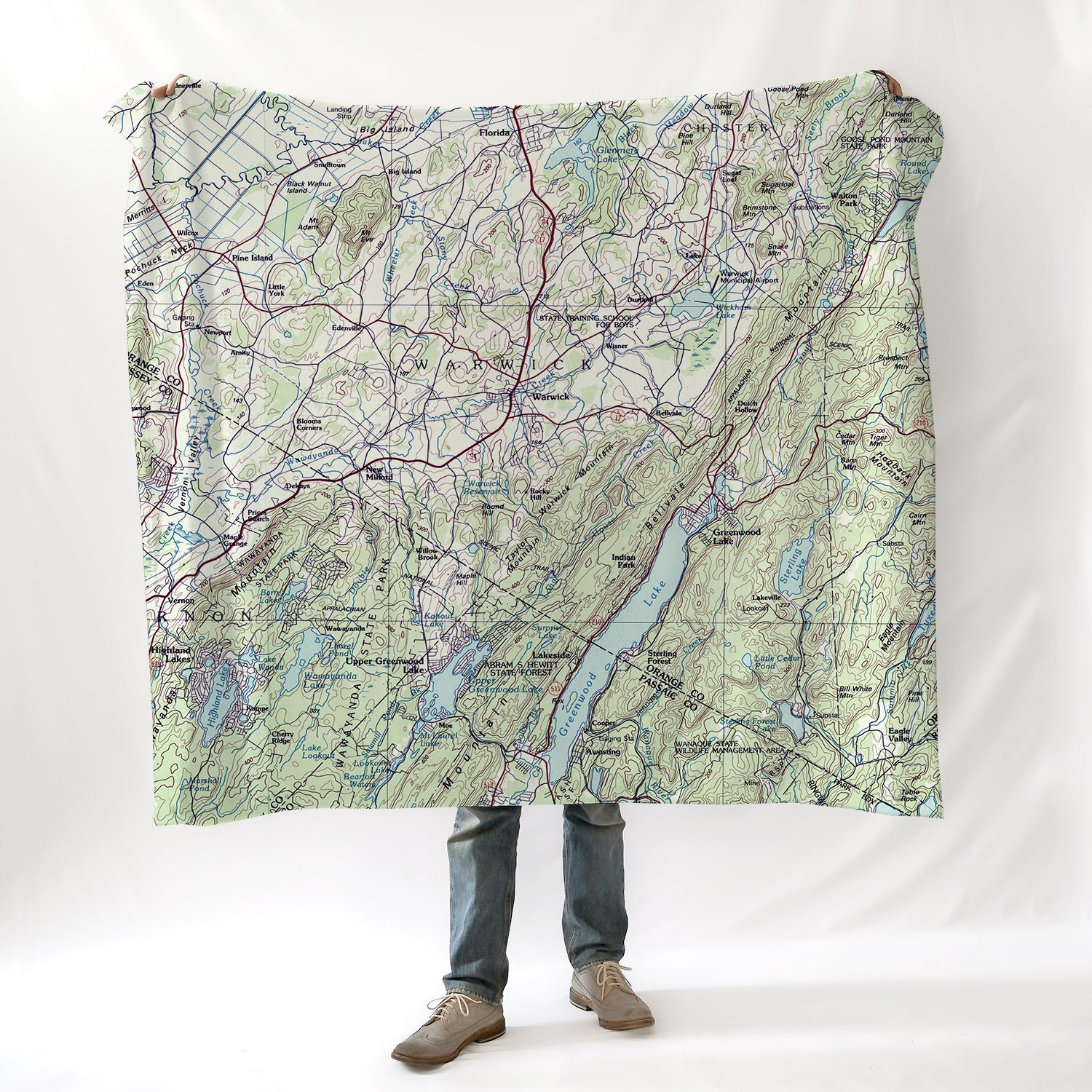 Warwick, New York Topographical Map Blanket