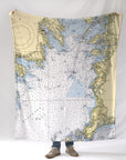 Falmouth - Scraggy Neck, MA.Vintage Nautical Chart Blanket