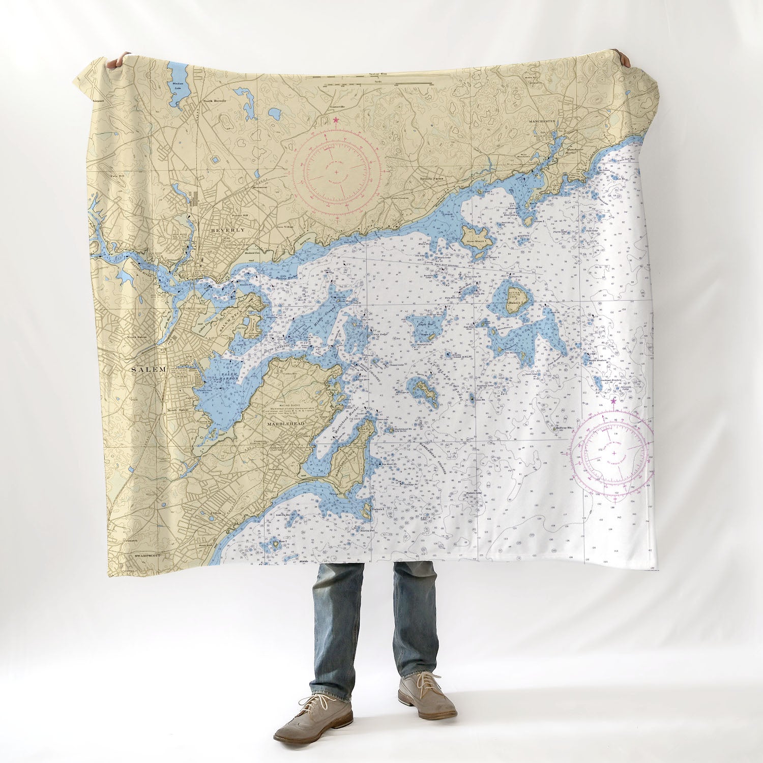 Beverly to Manchester, MA Nautical Chart Blanket