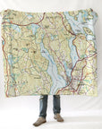 Lake Winnisquam, NH.Topo Map Blanket