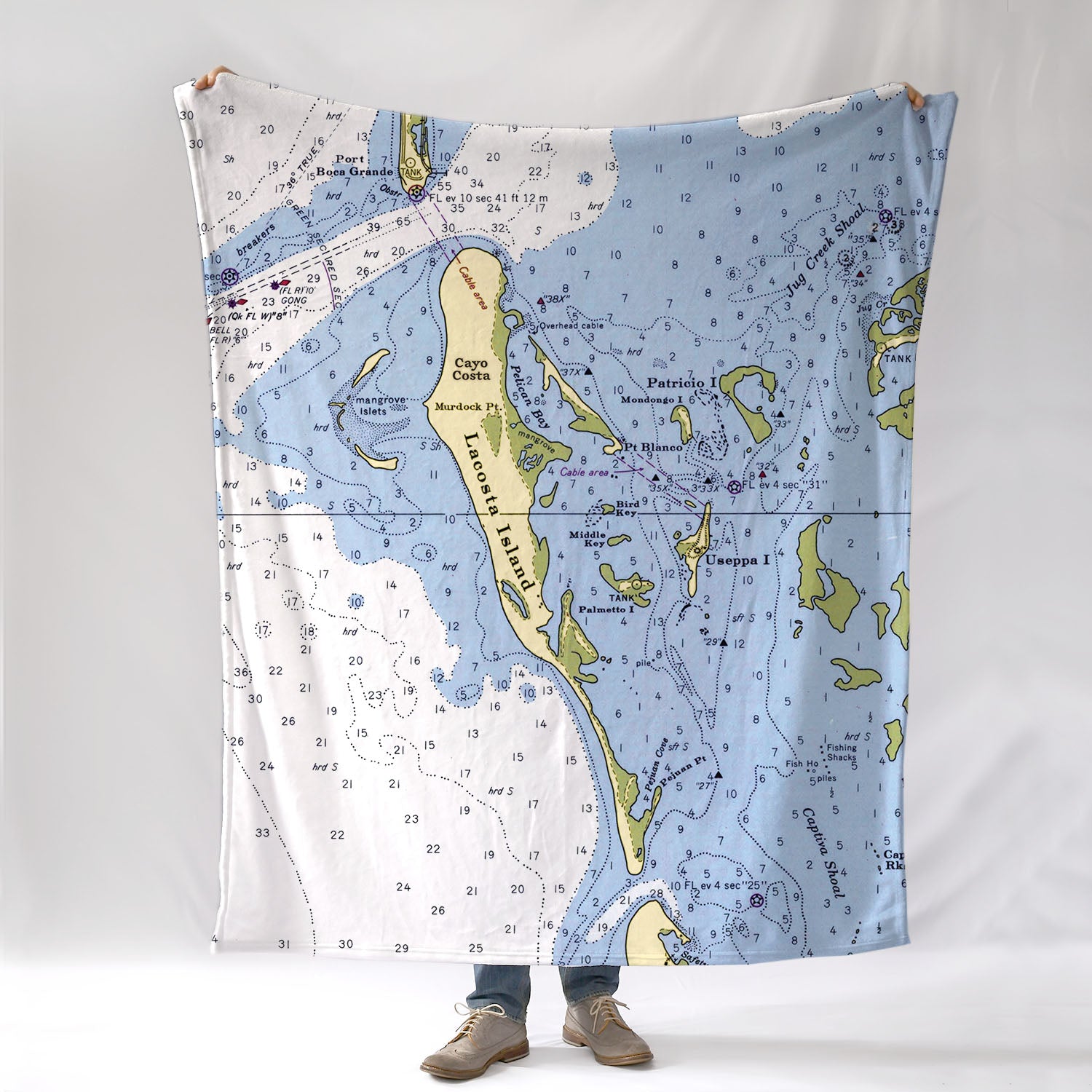 Cayo Costa Florida Nautical Chart Blanket