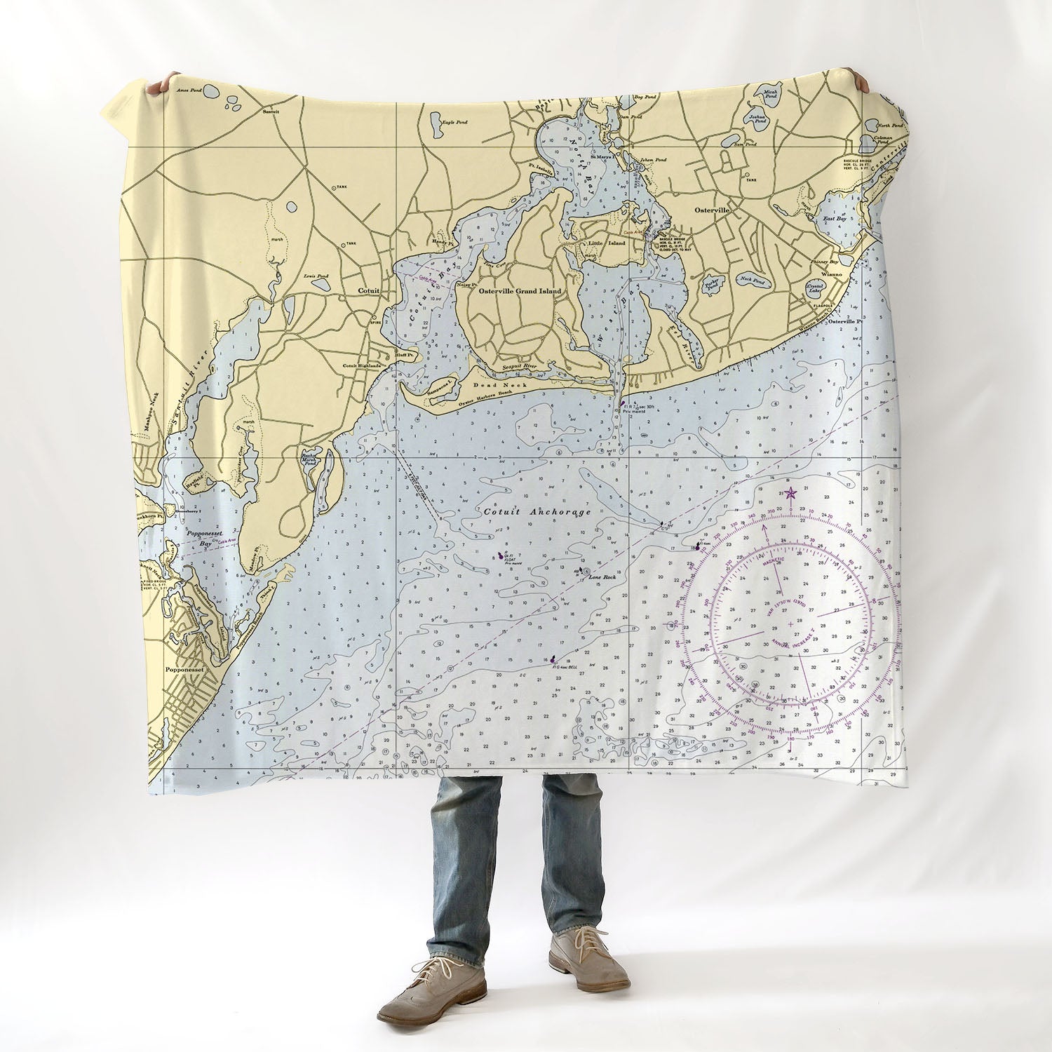 Osterville, MAVintage Nautical Chart Blanket