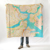 Boston MA, Watercolor Map Blanket