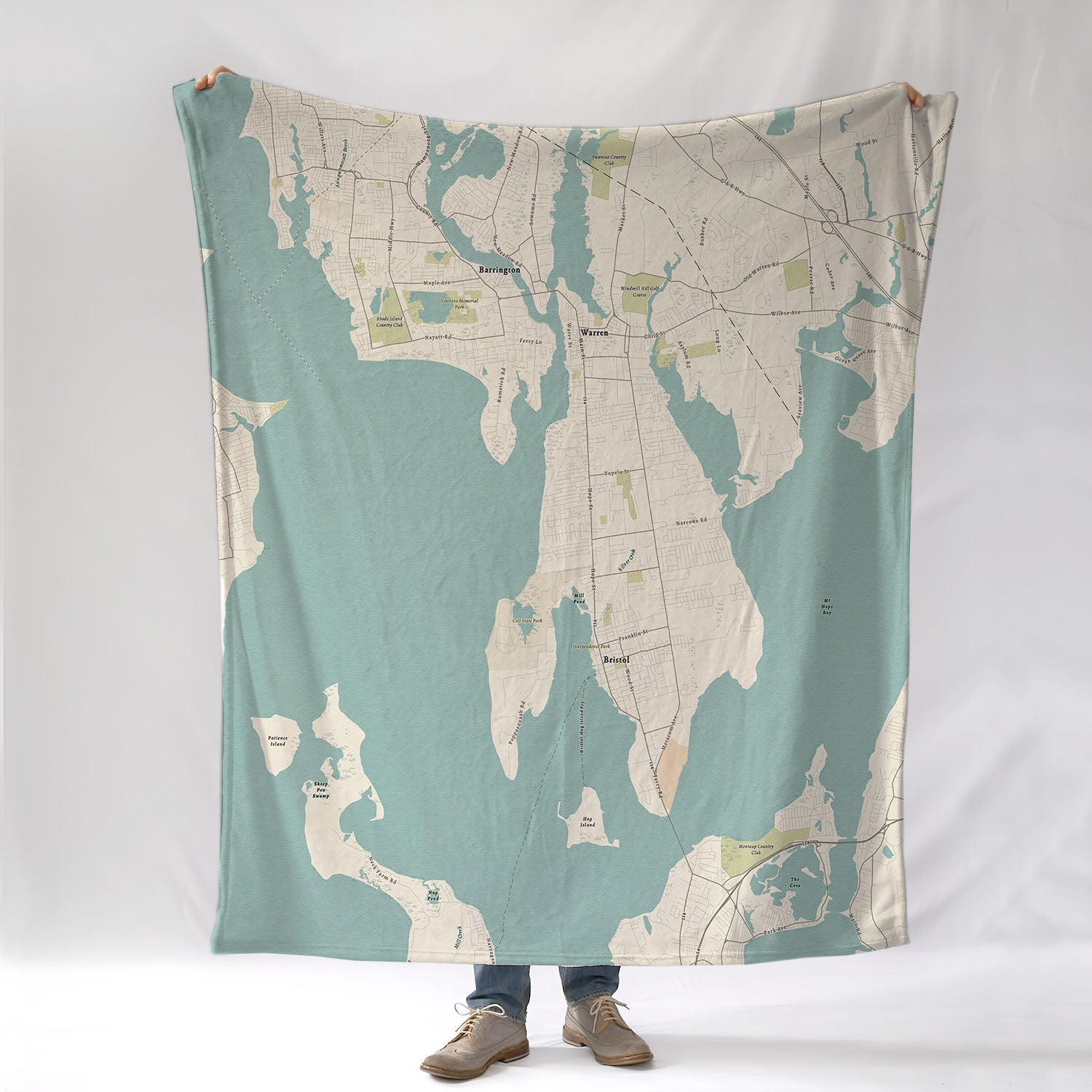 Bristol, Barrington & Warren, Sea Glass Map Blanket