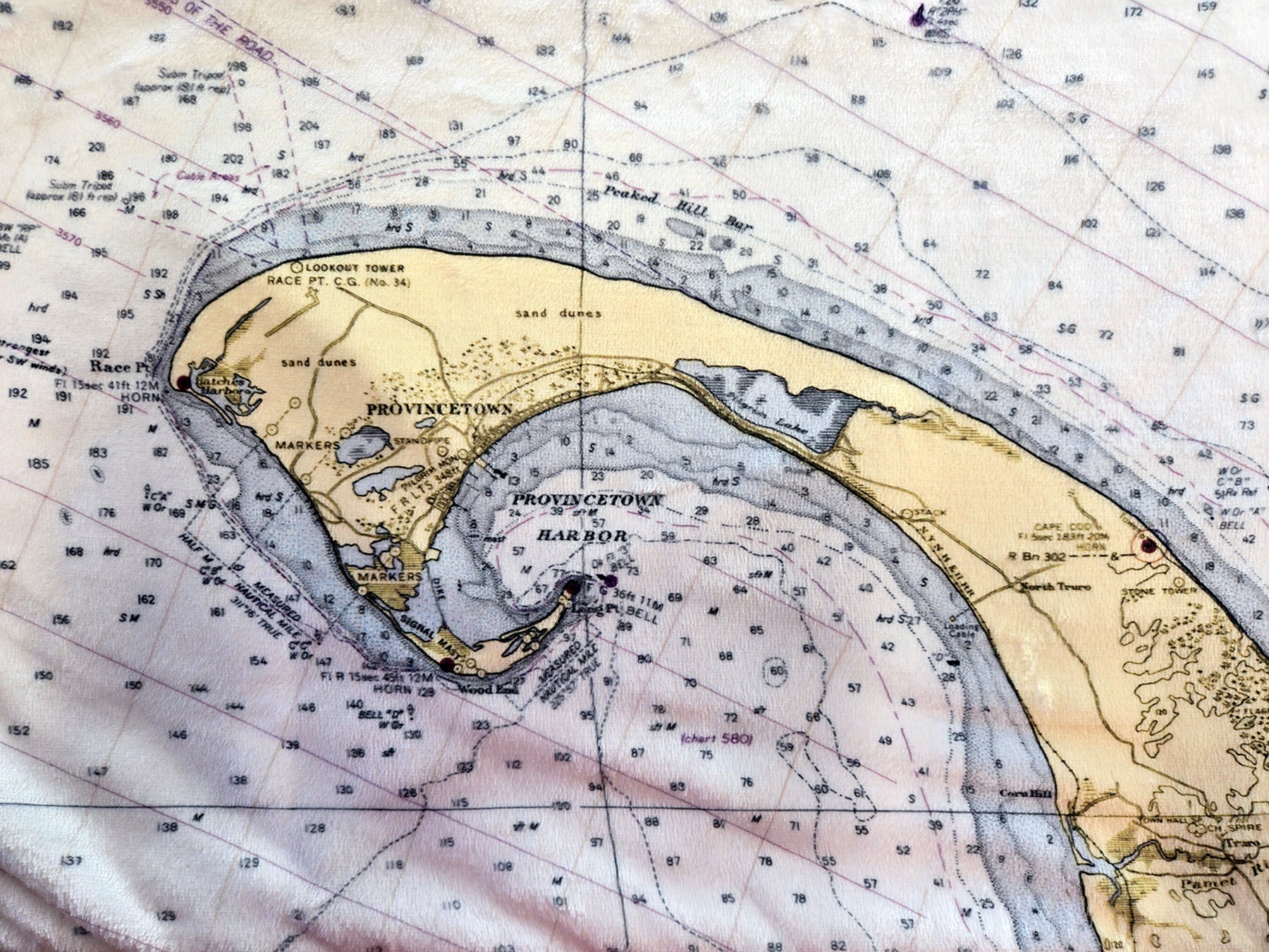 Cape Cod, MA Nautical Chart Blanket