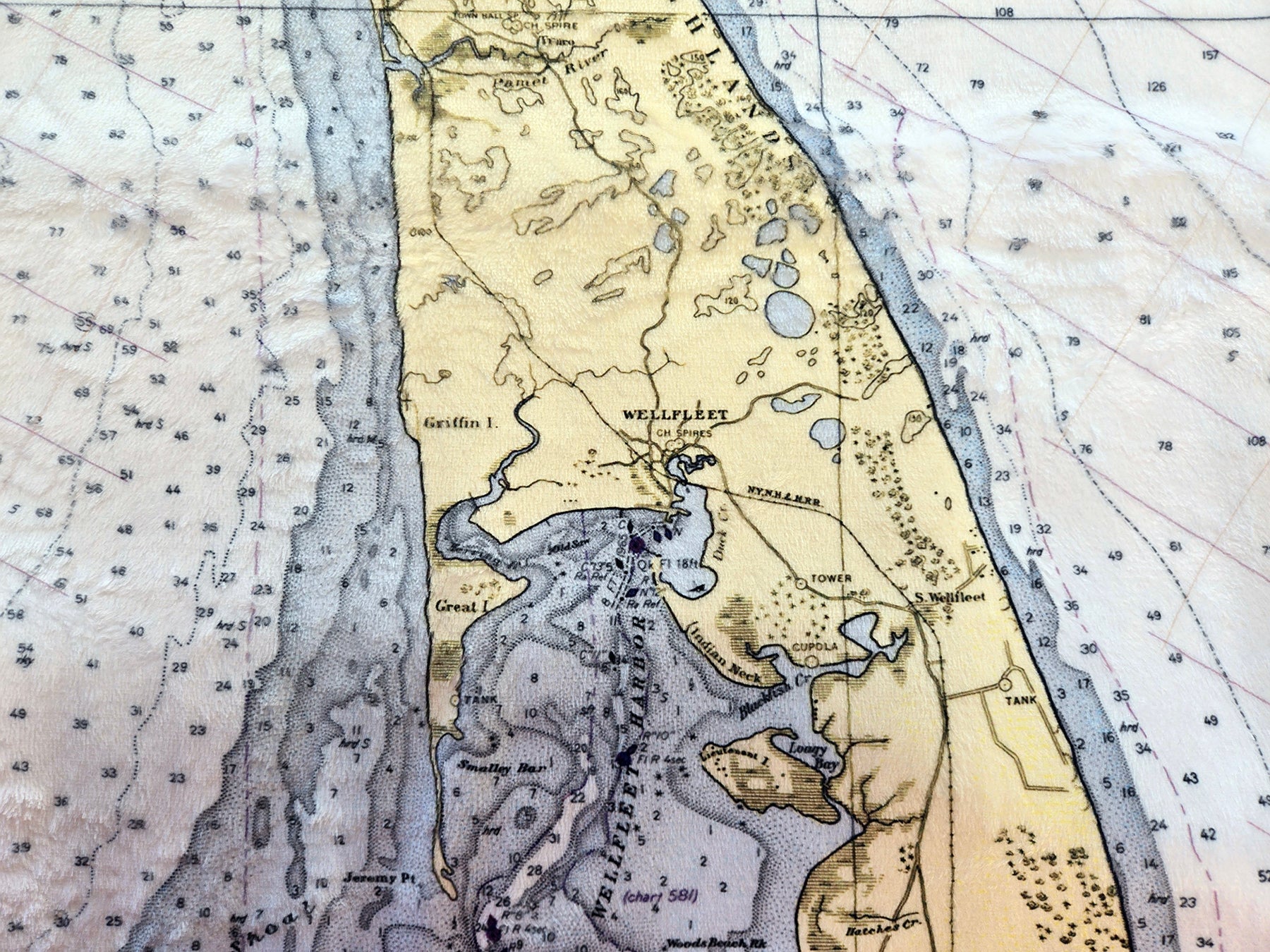 Cape Cod, MA Nautical Chart Blanket