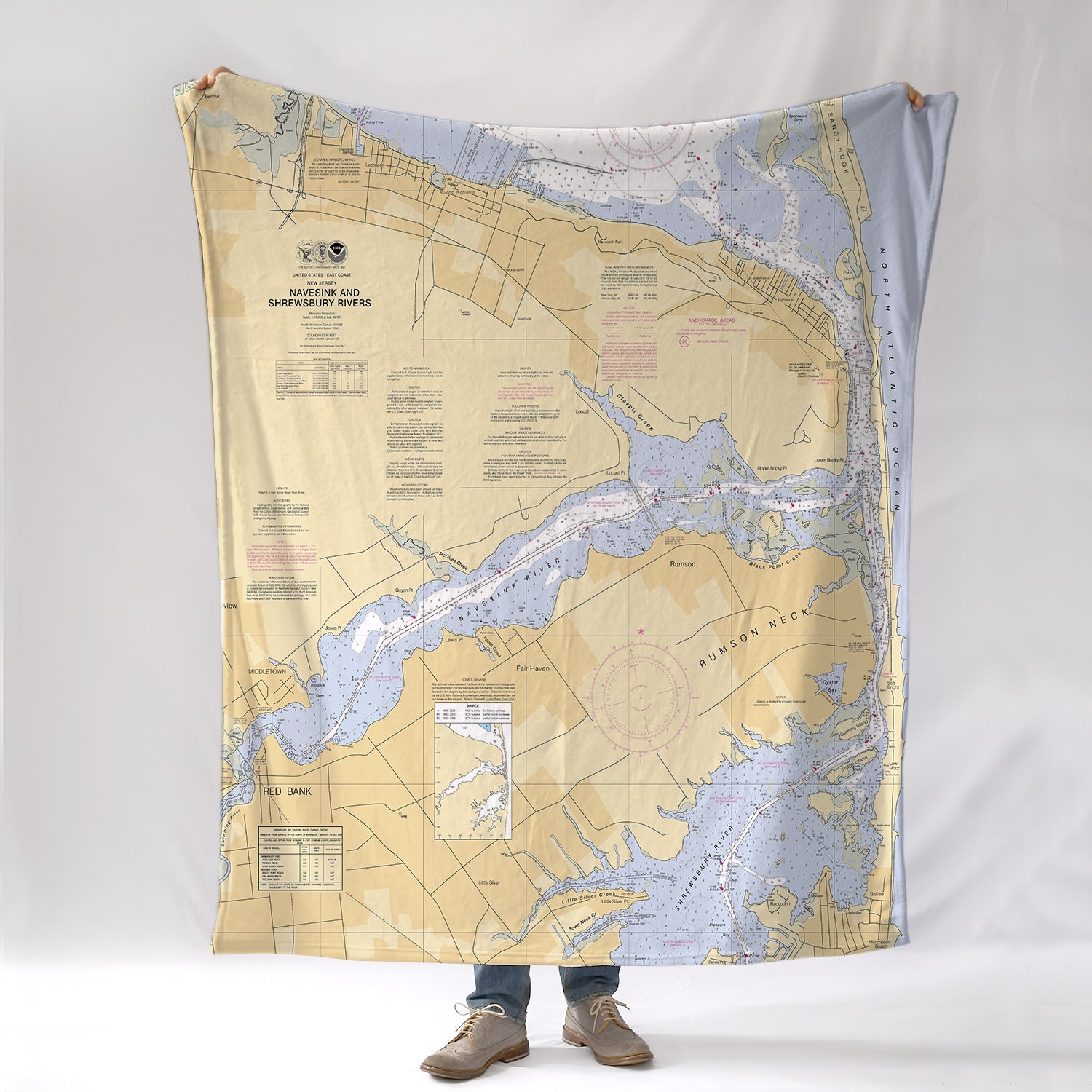 Navesink and Shrewsbury Rivers NJ Nautical Chart - Monmouth County Blanket