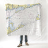 Block Island Sound, CT Nautical Chart Blanket