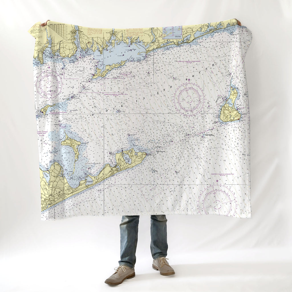 Block Island Sound, CT Nautical Chart Blanket