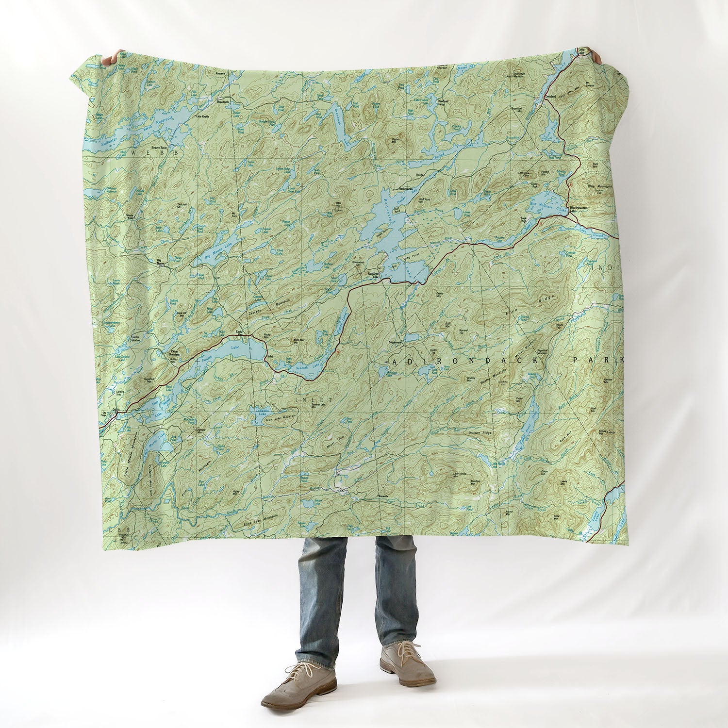 Inlet, NY Adirondack Park Lakes Topo Map Blanket