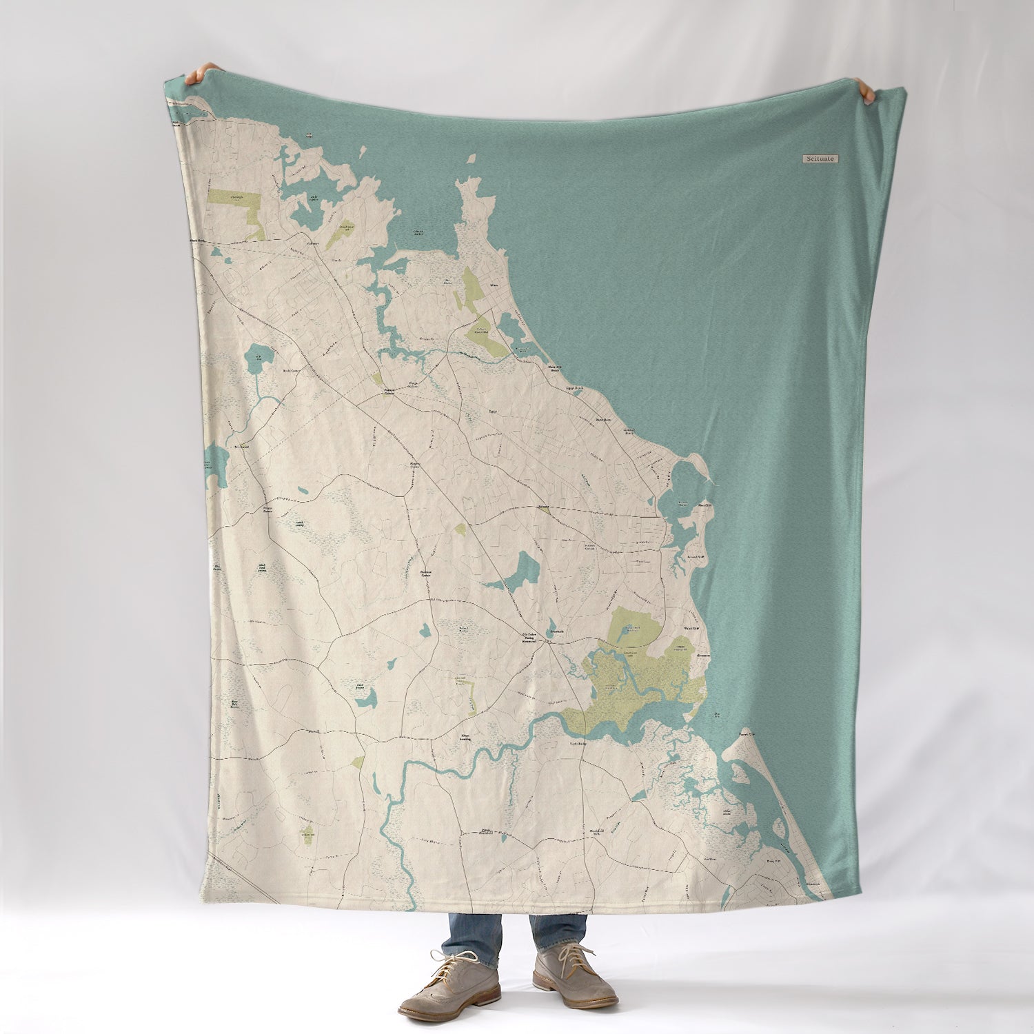 Scituate, MA Sea Glass Map Blanket