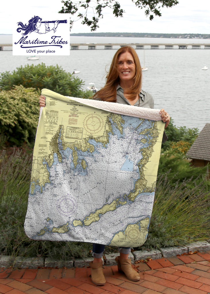 Buzzards Bay Nautical Chart Baby Blanket