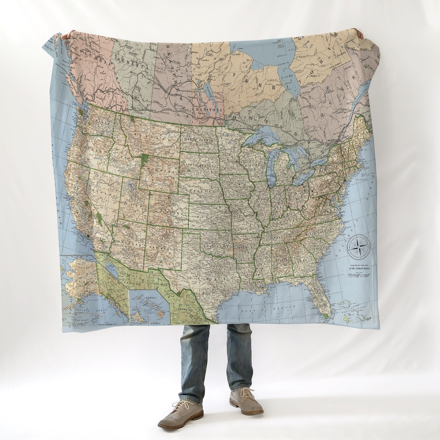 Vintage USA Map Blanket