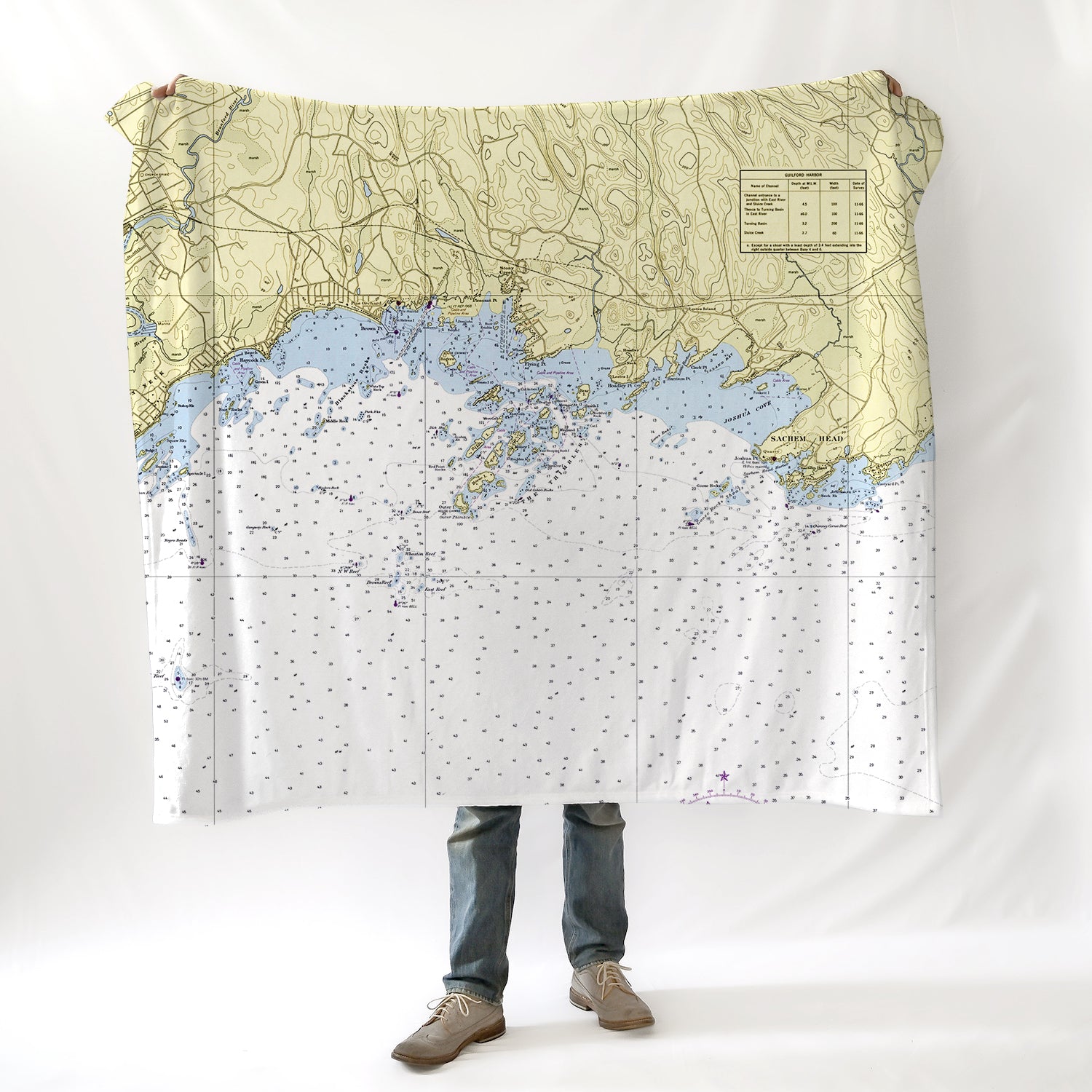 Stony Creek to Thimble Islands, CT Nautical Chart Blanket