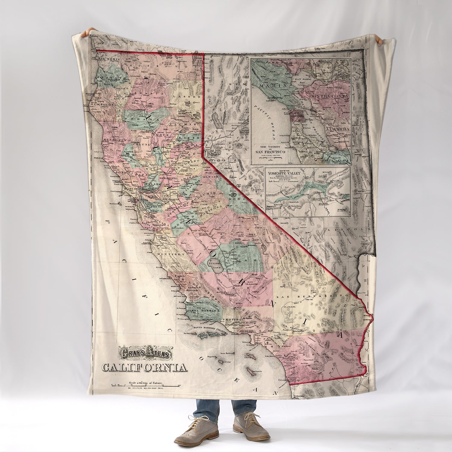 California Vintage State Map Blanket