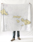 Hawaiian Islands - Oahu to Maui, HI Nautical Chart Blanket