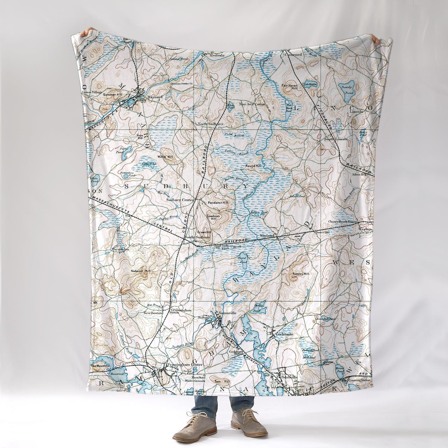 Sudbury MA Antique Map Blanket