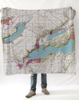 Lake Geneva, WI - Topo Map Blanket