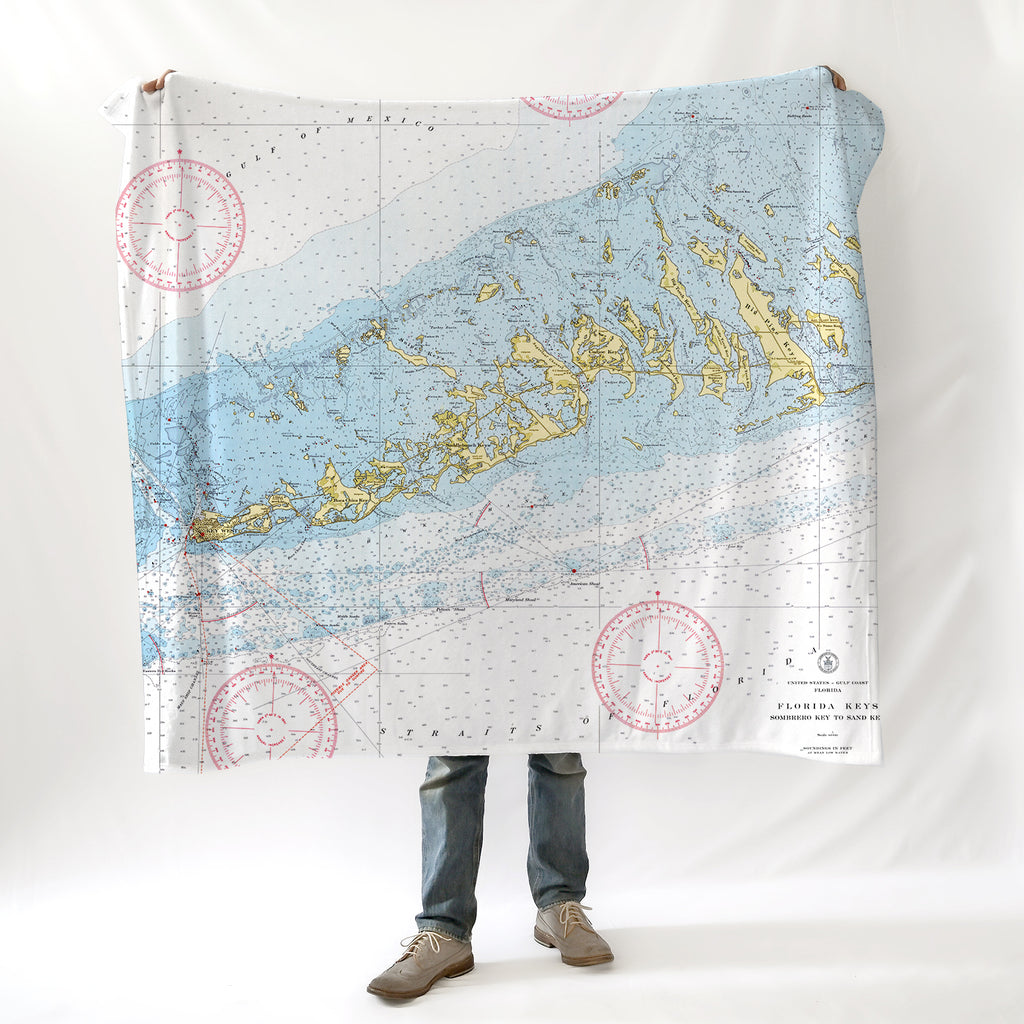 Key West, FL Nautical Chart Blanket