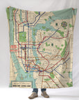 Manhattan, NYC Subway, Vintage Map Blanket