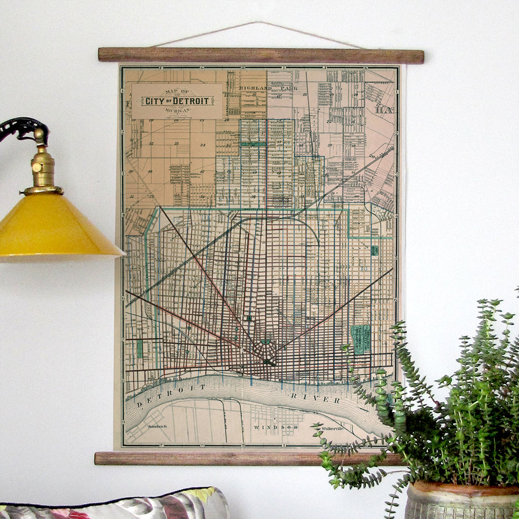 Detroit Vintage Map Scroll