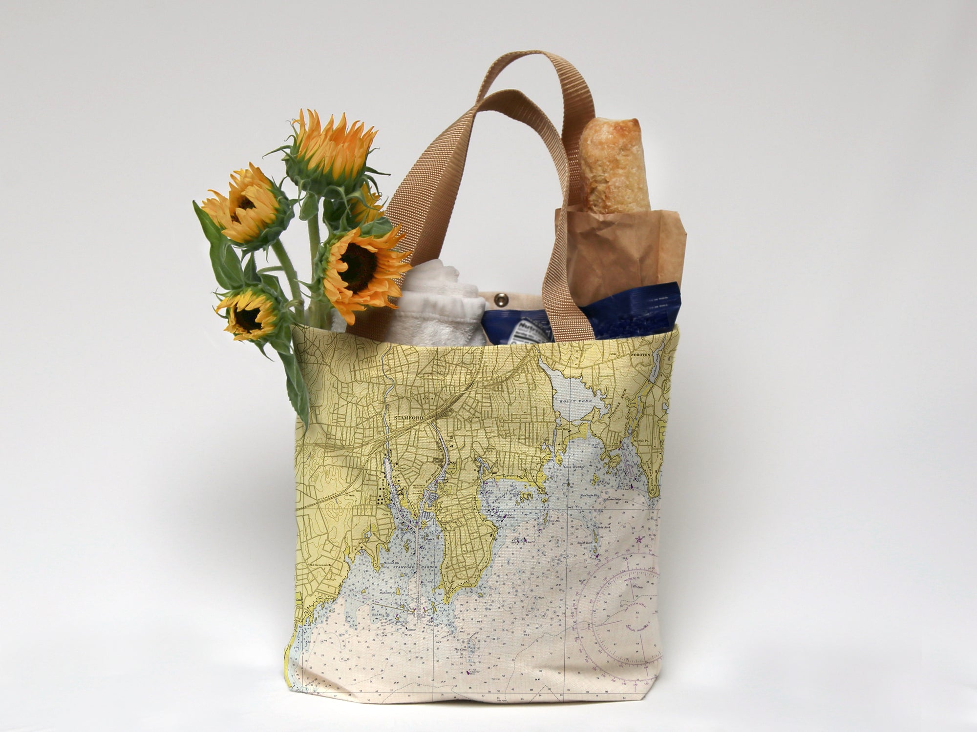 Long Island Sound CT Nautical Chart Tote