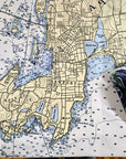 Aquidneck Island Nautical Chart Quick Dry Towel