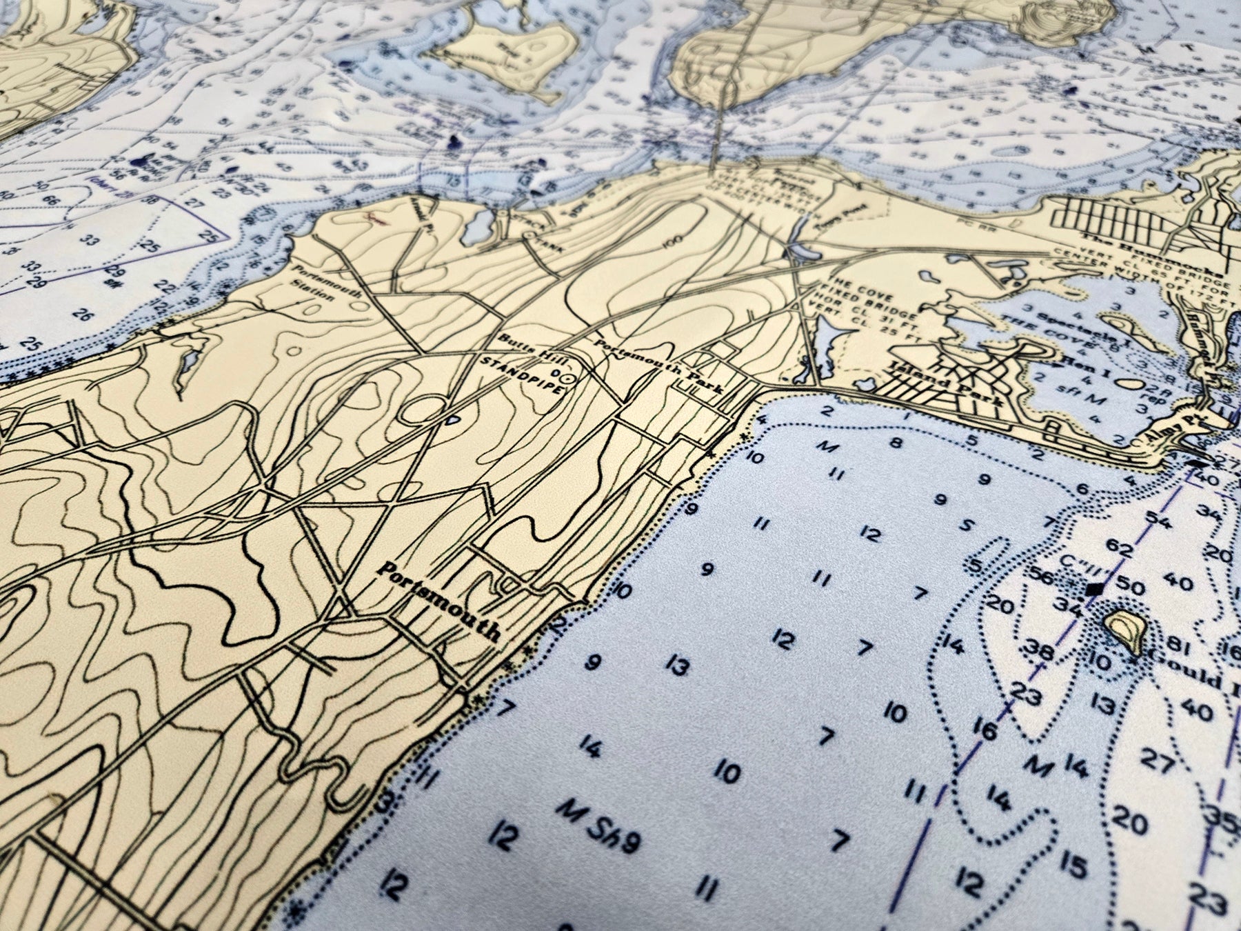 Aquidneck Island Nautical Chart Quick Dry Towel