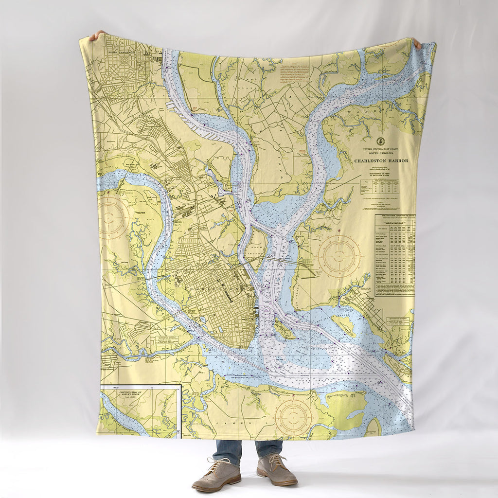 Charleston, SC Nautical Chart Blanket