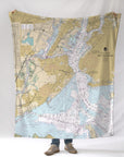 New York Harbor, NYC, NY Nautical Chart Blanket