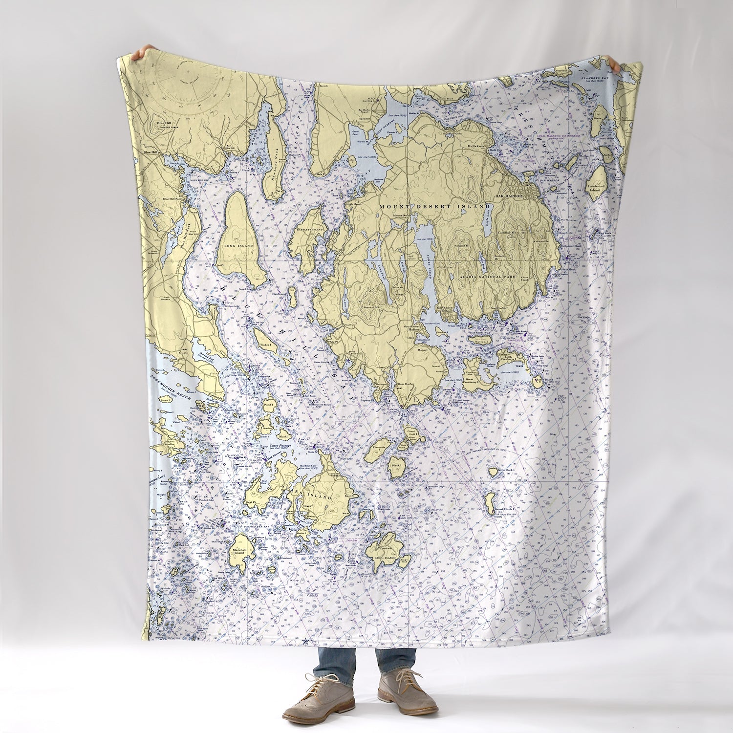 Frenchman & Blue Hill Bays, ME Nautical Chart Blanket