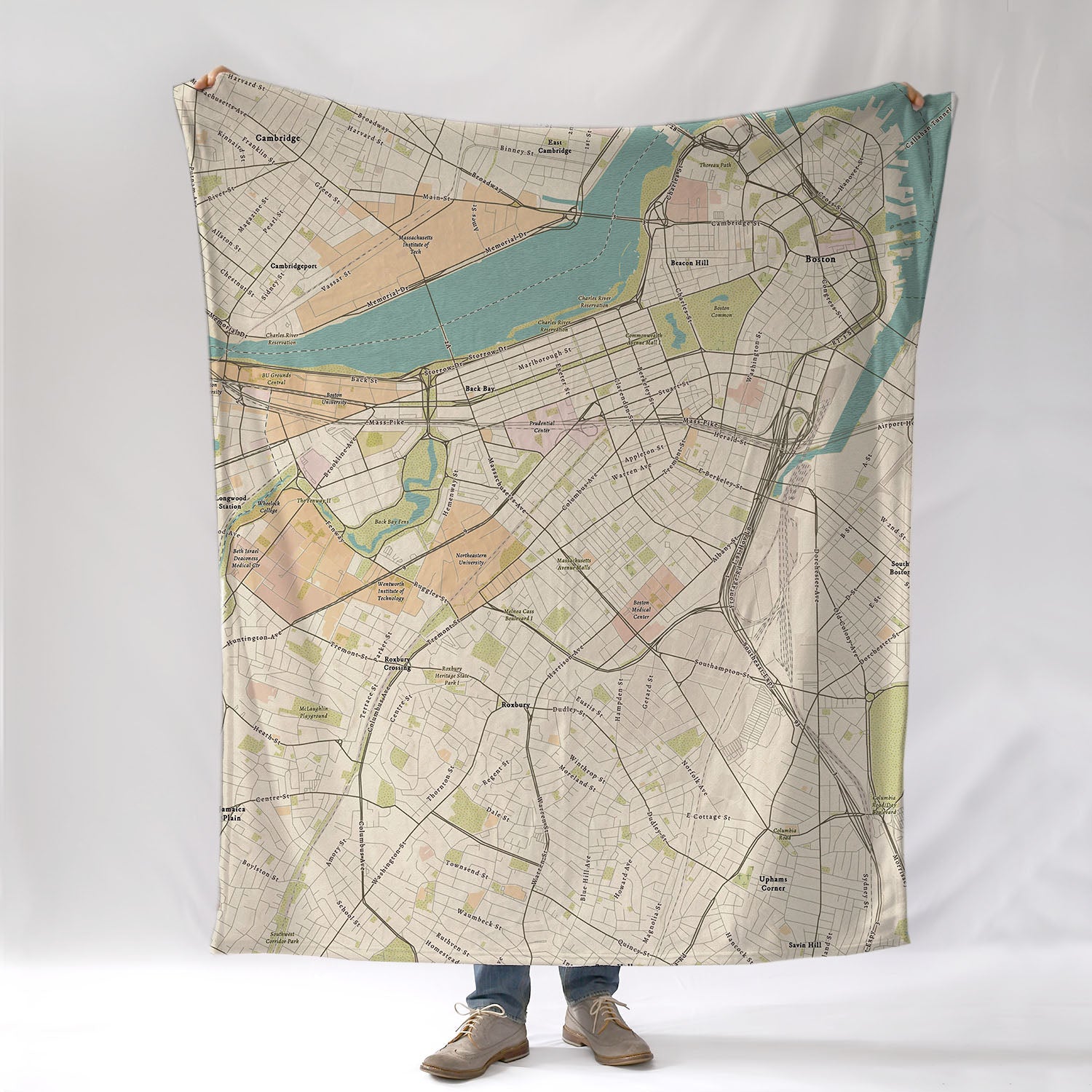 Boston South End Sea Glass Map Blanket