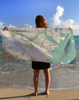 Greater Boston MA - Sea Glass Map Quick Dry Towel