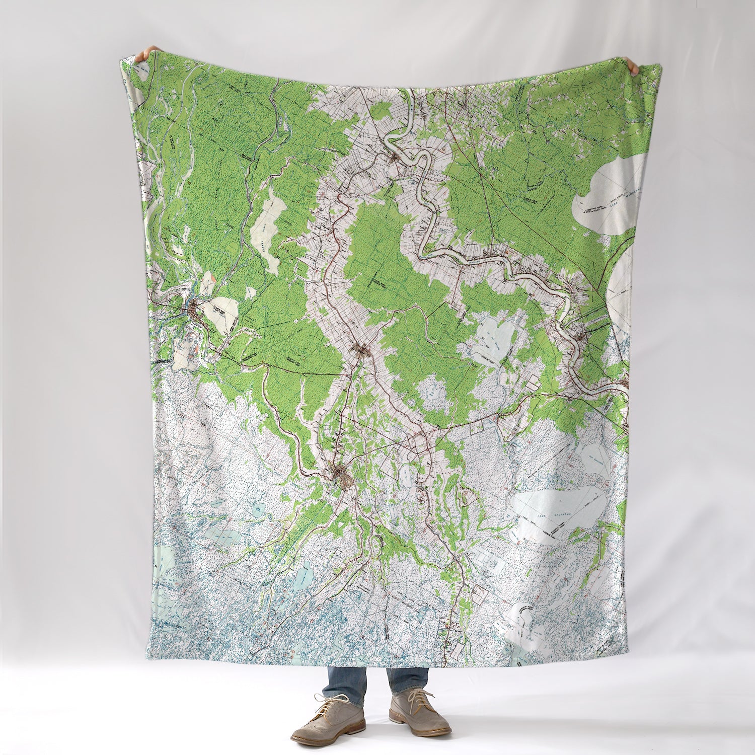 Lafourche Parish LA Vintage topo Map Blanket