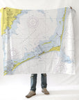 Cape Hatteras NC Nautical Chart Blanket