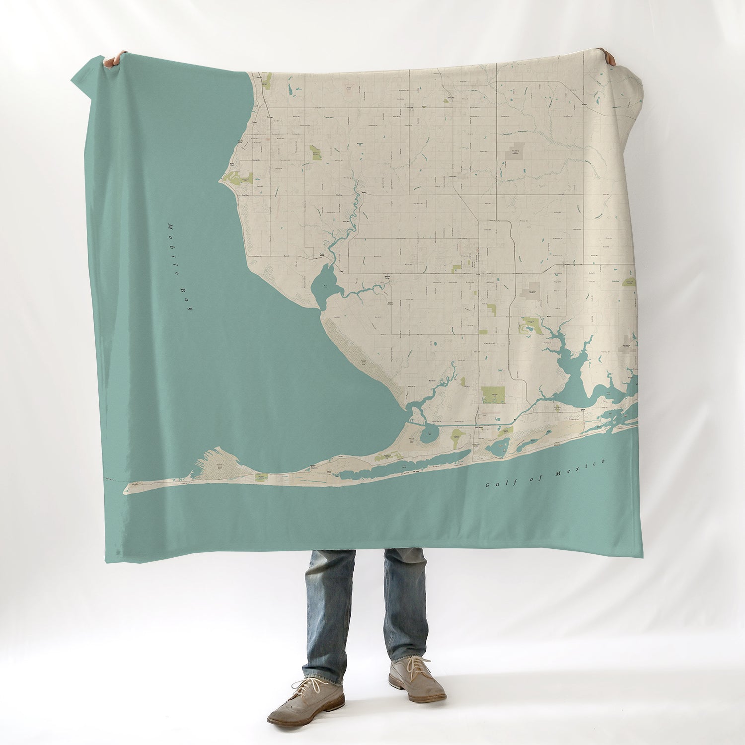 Fort Morgan to Orange Beach, AL Sea Glass Map Blanket