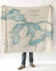 Great Lakes Vintage Map Blanket