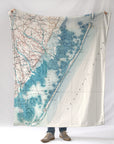 Long Beach Island Antique Style Map Blanket