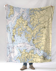 Easton MD Chesapeake Bay Nautical Chart Blanket