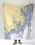 North Dartmouth, MA with heart Nautical Chart Blanket