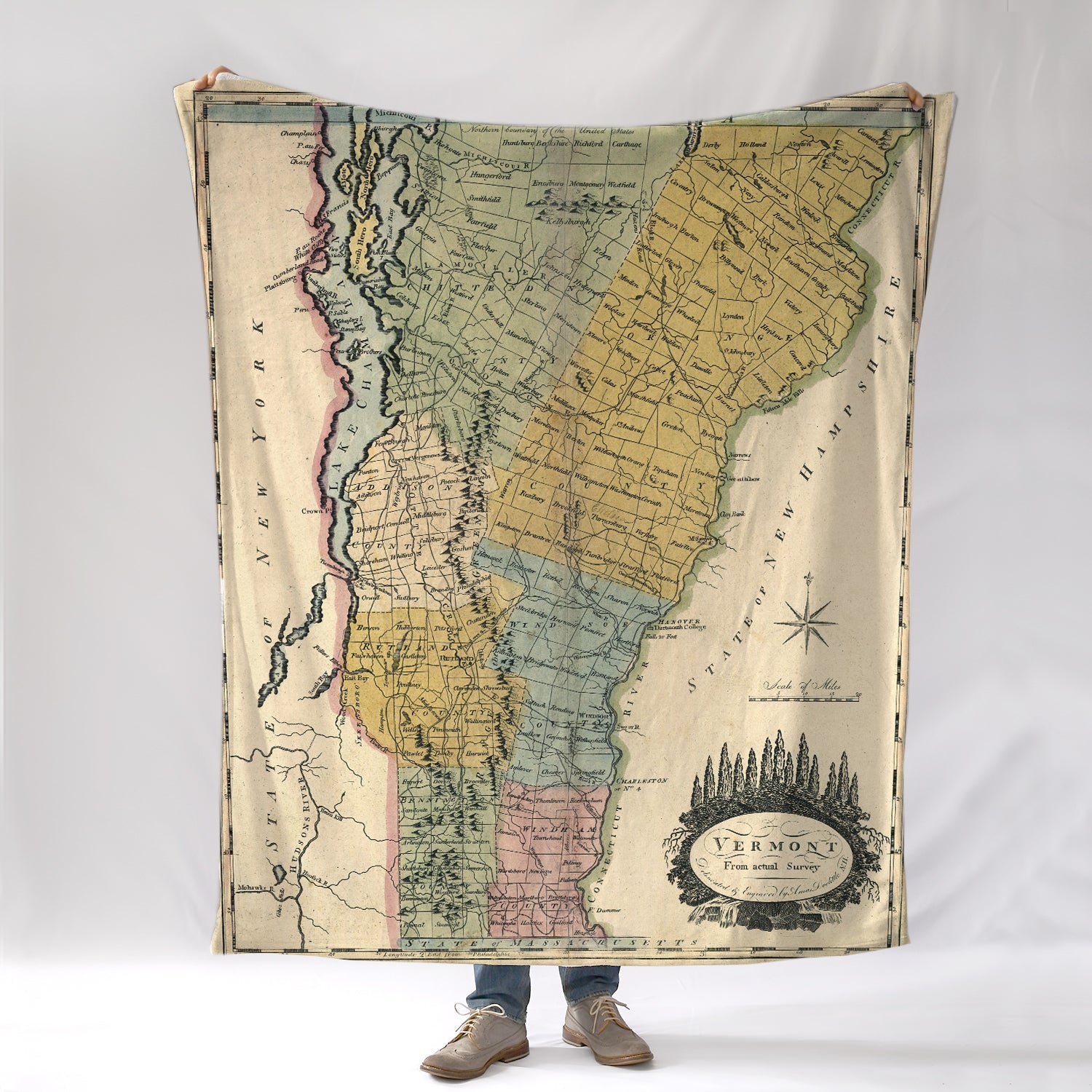 Vermont Vintage Map Blanket