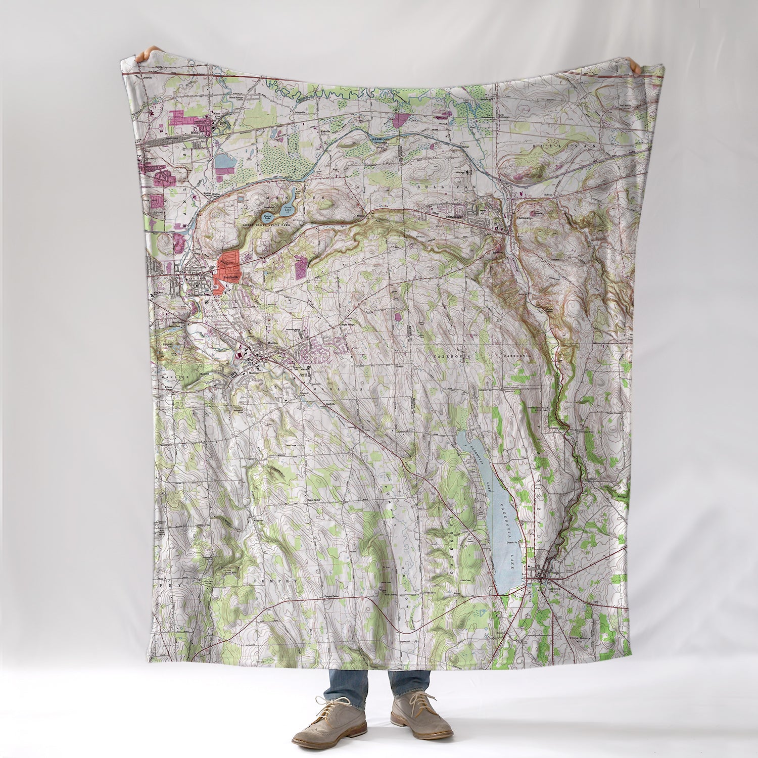 Cazenovia Lake NY Topo Map Blanket