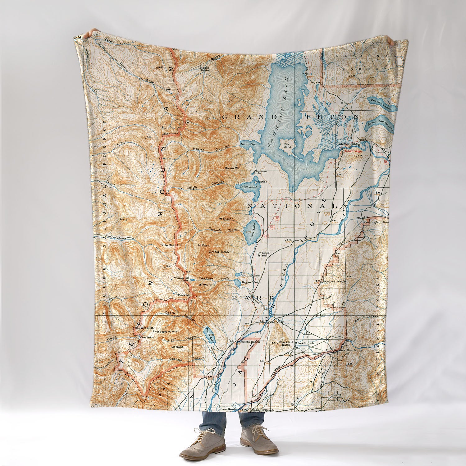 Jackson Hole WY Vintage Map Blanket