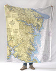 Northern Neck VA Chesapeake Chart Blanket