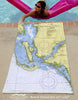 Sanibel Island Nautical Chart Quick-Dry Sport Towel – 30" x 60" Beach & Boat Towel