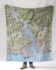 CT River View Topo Map Blanket