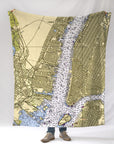 New York Harbor, NYC, Vintage Nautical Chart Blanket