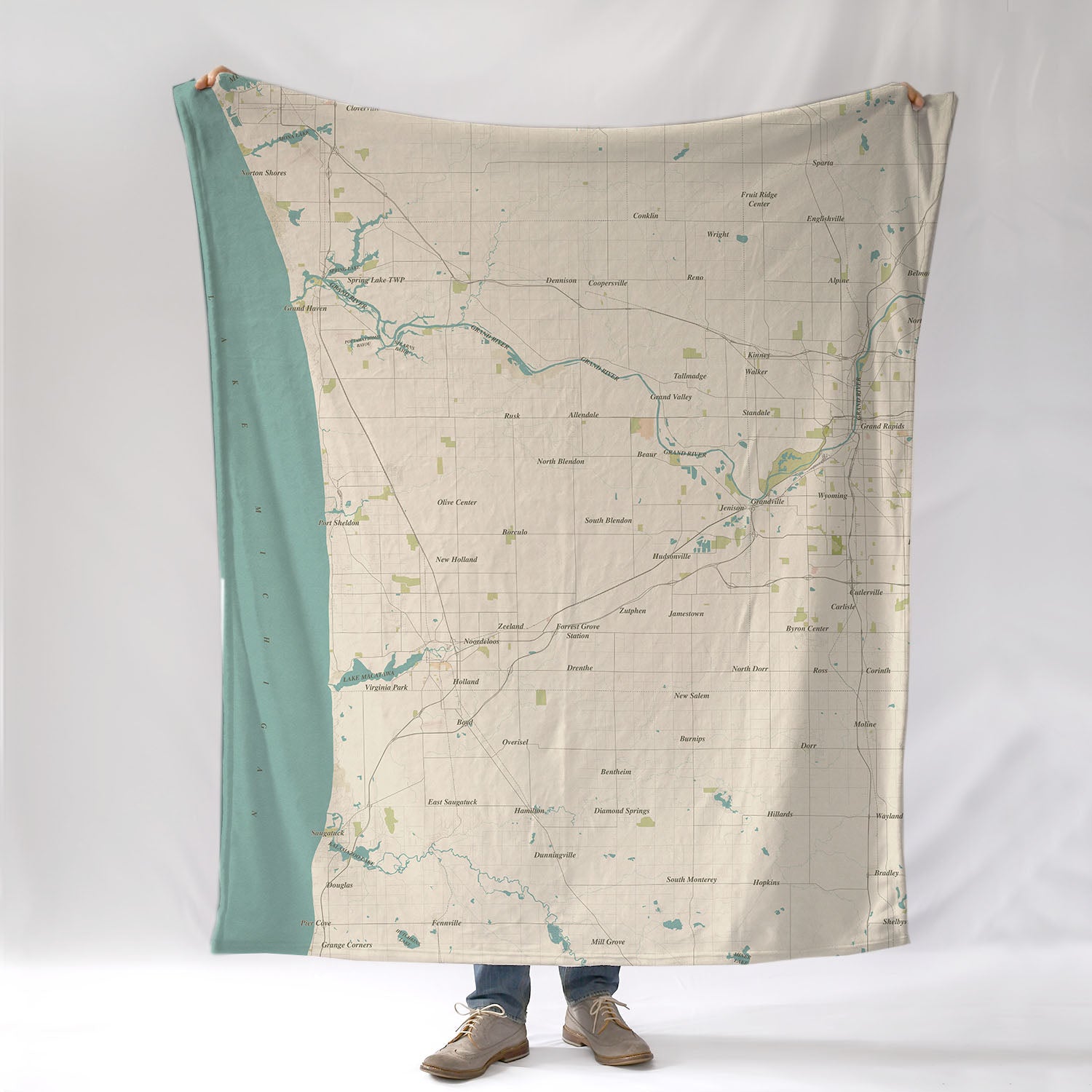 Ottowa County, MI Sea Glass Map Blanket