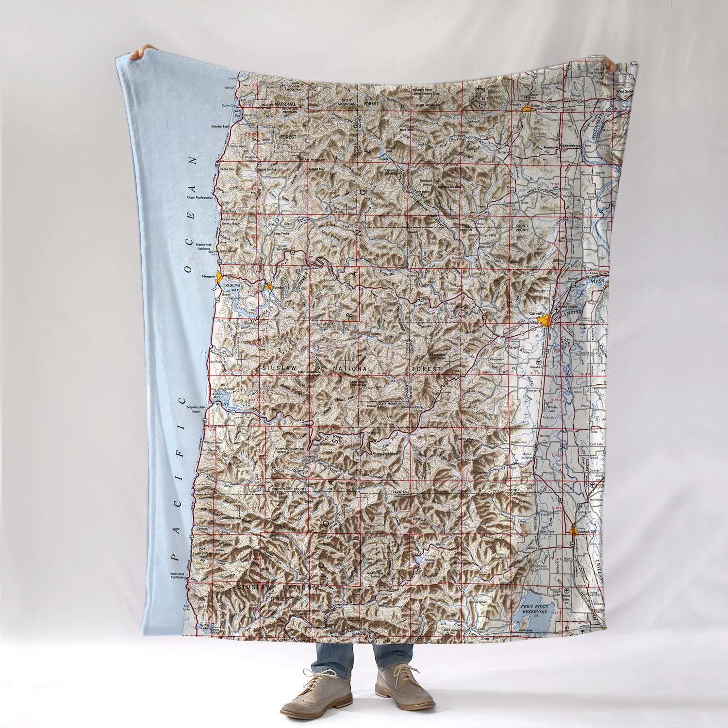 Oregon Coast Vintage Map Blanket