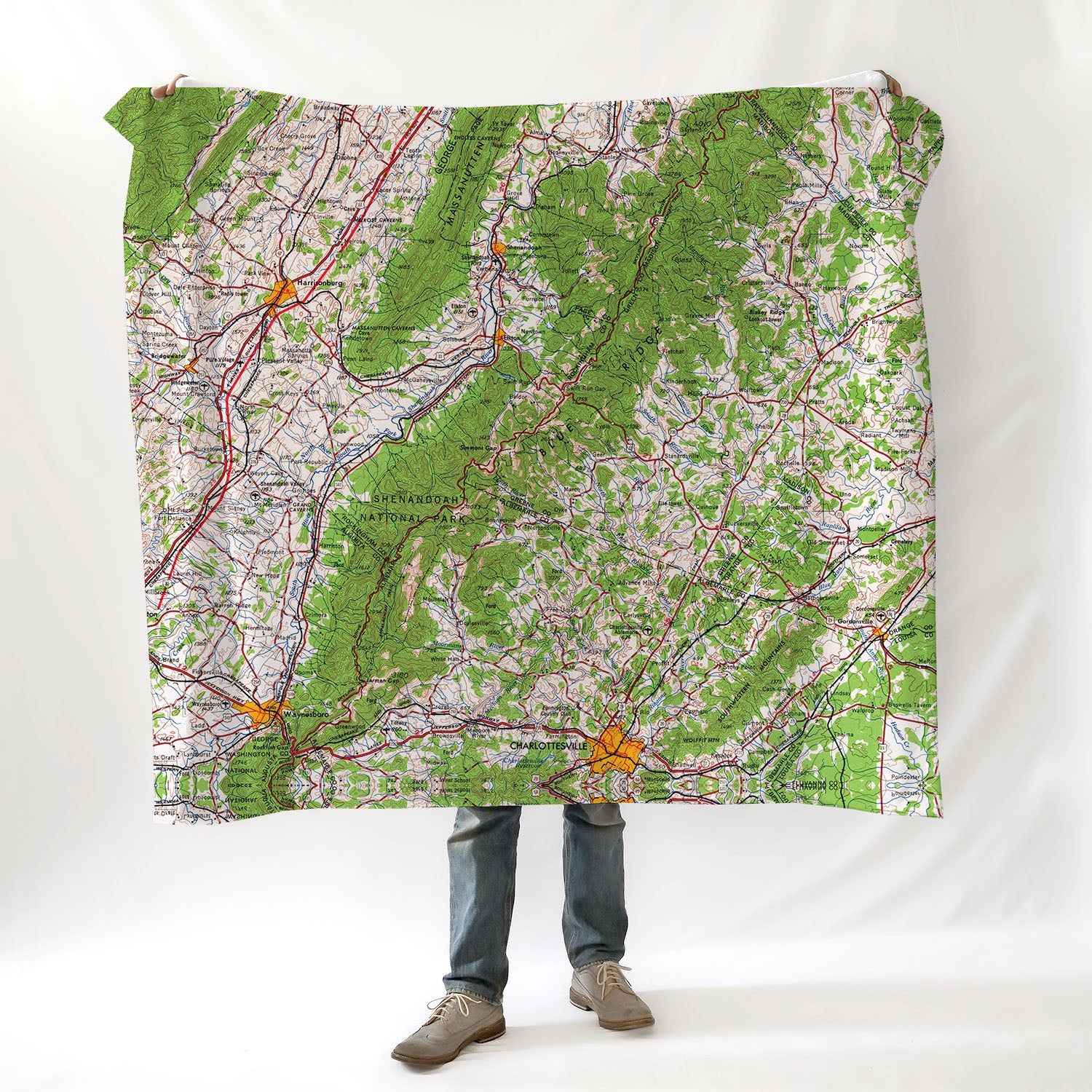 Charlottesville, VA Topo Map Blanket